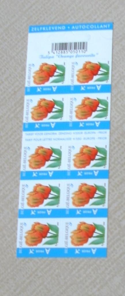 1 boekje B92 tulipa orange, Frankeerzegel, Ophalen of Verzenden, Zonder stempel, Postfris