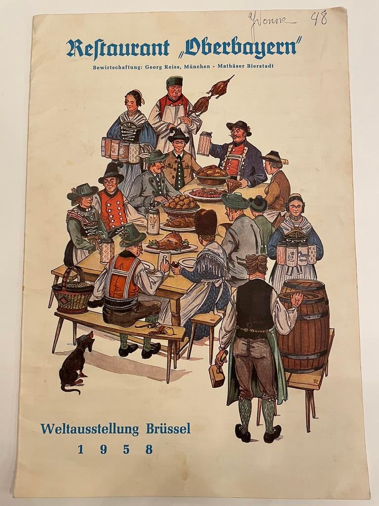 Carte de restaurant exposition 1958, Enlèvement ou Envoi