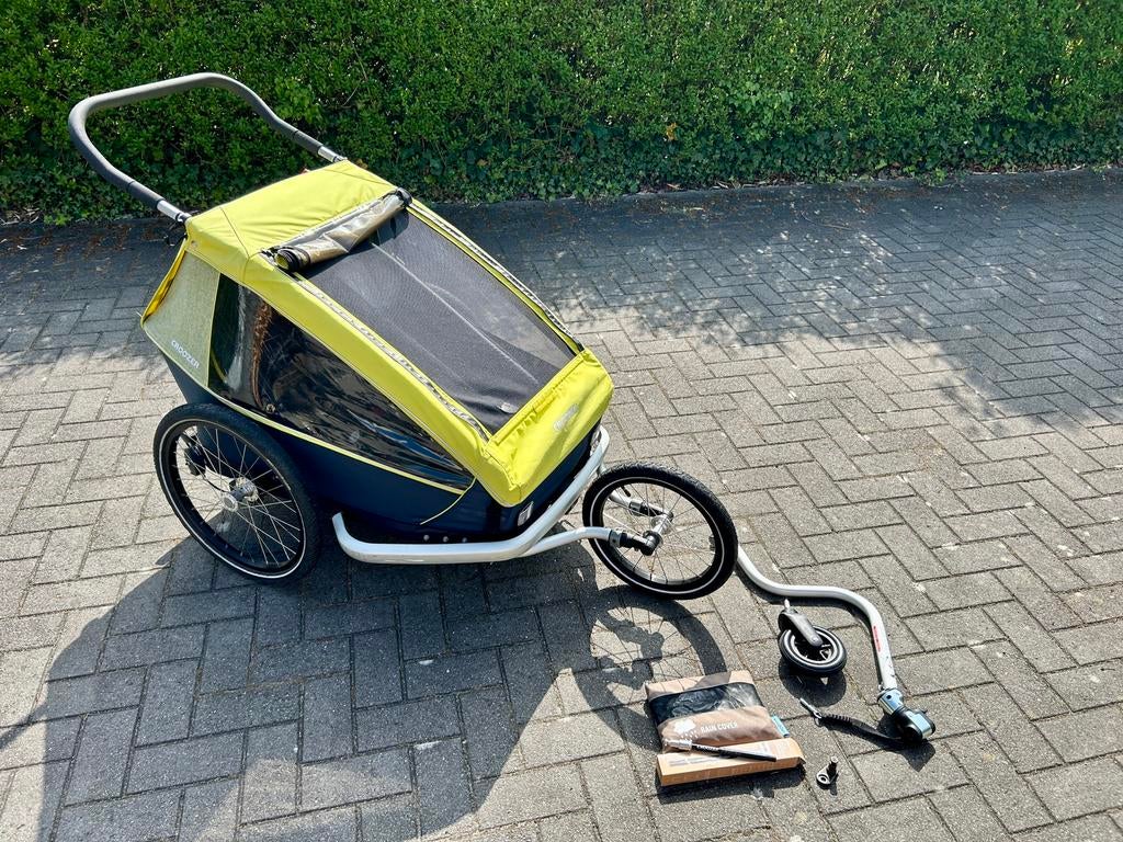Fietskar Croozer 2 kinderen, veel extra’s - zeer nette staat, Ophalen, Zo goed als nieuw