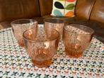 Vintage - Lunettes rose/corail/orange - 4 pièces, Maison & Meubles, Cuisine | Vaisselle, Enlèvement ou Envoi, Utilisé, Verre, Verre ou Verres