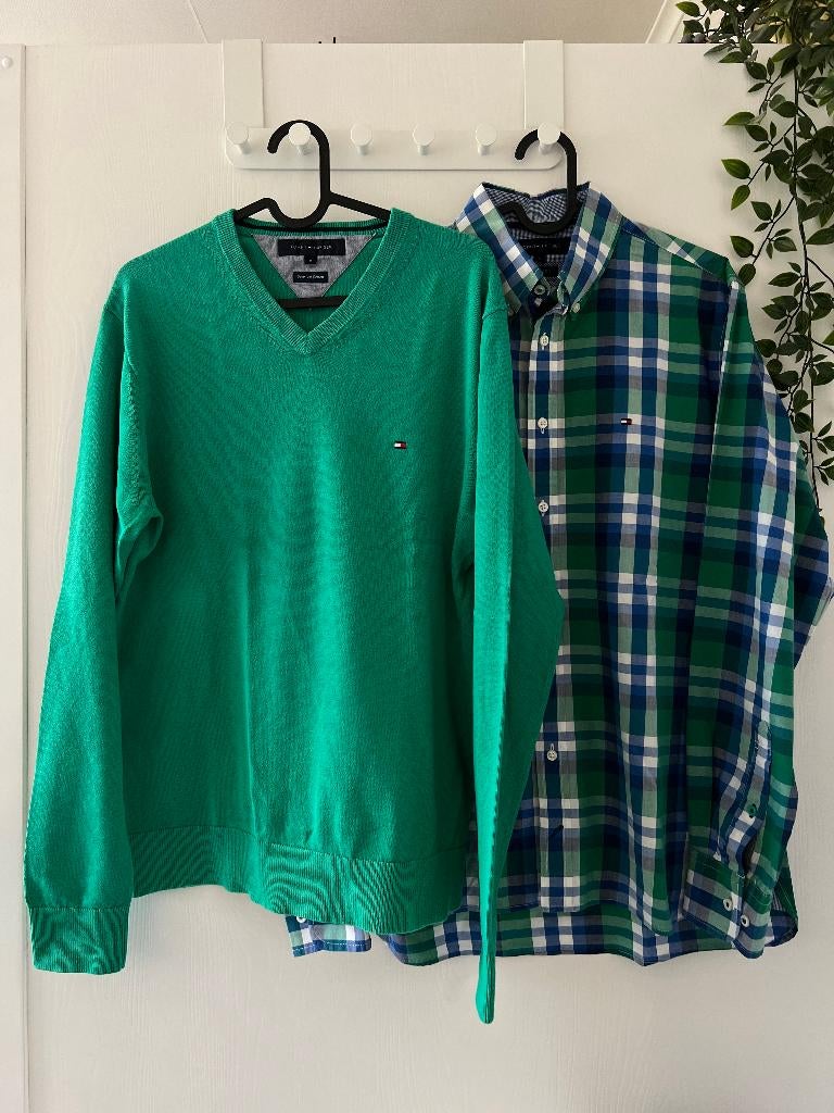 Heren set Tommy Hilfiger M, Kleding | Heren, Overhemden, Ophalen, Zo goed als nieuw, Groen, Tommy hilfiger