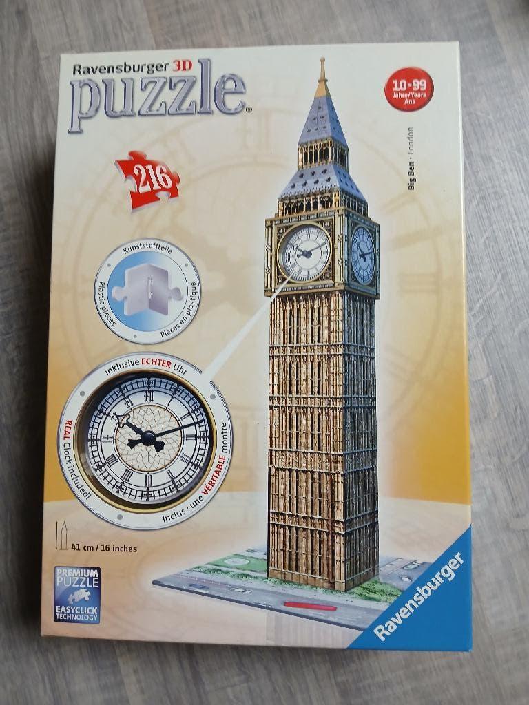 Ravensburger 3D Puzzel – Big Ben met klok – 216 stukjes, Verzenden, Minder dan 500 stukjes, Gebruikt, Overige typen