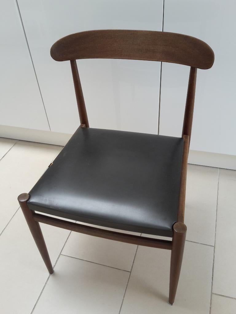 Retro stoel, hout en skai, jaren ’60 / ’70, gebruikssporen, Ophalen