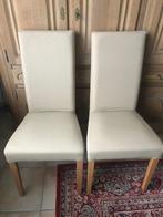 2 Witte houten stoelen met stof bekleed (nr4965), Enlèvement, Comme neuf, Blanc, Tissus