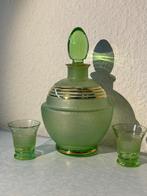 Vintage booms glas karaf en 2 borrelglaasjes, Antiek en Kunst, Ophalen of Verzenden