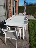 table de jardin en alu blanc et verre dépoli + 8 chaises, Jardin & Terrasse, Chaise, Salons de jardin, Aluminium, Comme neuf