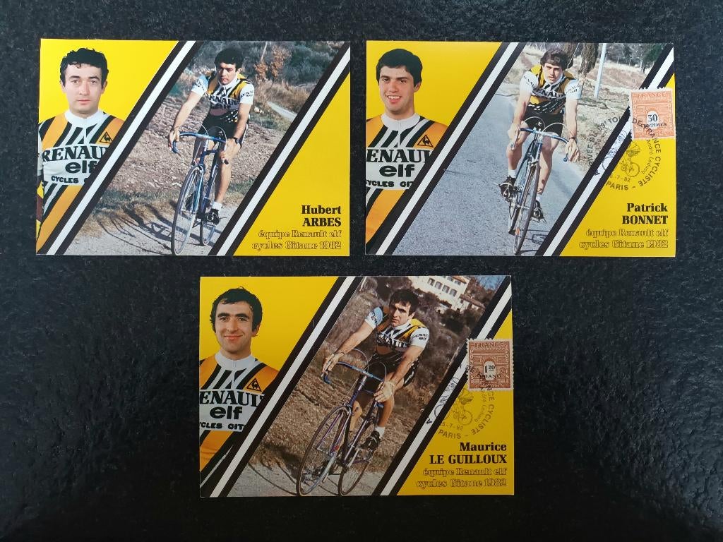 Postkaarten - Wielerploeg Renault-Elf-Gitane 1982 (3 stuks), Verzenden, Zo goed als nieuw