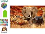 Diamond Painting big 5 dieren van Africa 50x40cm (rond), Verzenden, Nieuw, Knutselwerk