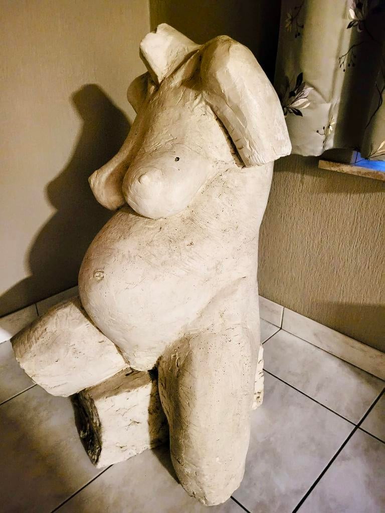 Levensgroot beeld van zwangere vrouw, Antiek en Kunst, Ophalen, Gips, Beeld, Vrouw