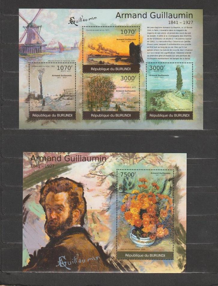 Burundi 2012 Blokken Armand Guillaumin (schilder) **, Timbres & Monnaies, Timbres | Afrique, Non oblitéré, Autres pays, Enlèvement ou Envoi