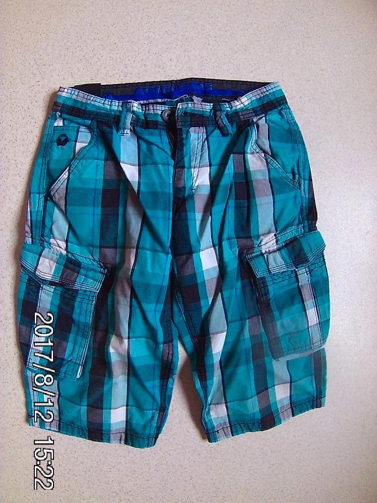 short bermuda geruit groen blauw wit 12-14j mt 158-164, Kinderen en Baby's, Ophalen of Verzenden, Zo goed als nieuw, Jongen