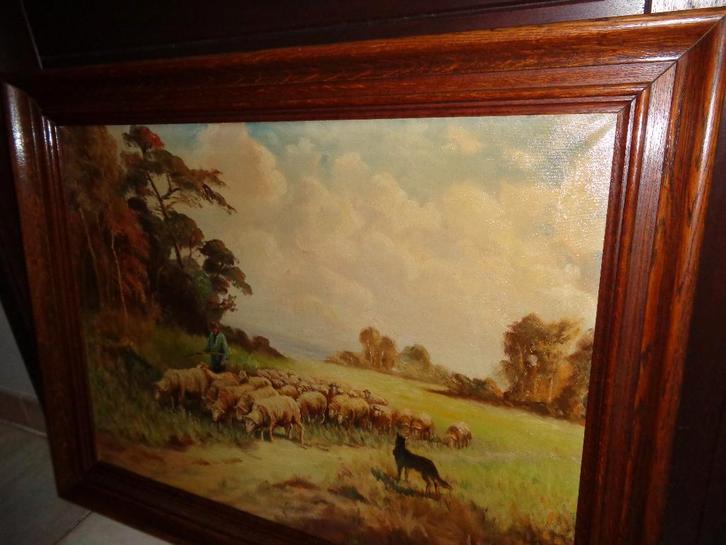 *Grande belle peinture ancienne signée (19e siècle)., Antiquités & Art, Art | Peinture | Classique, Enlèvement ou Envoi