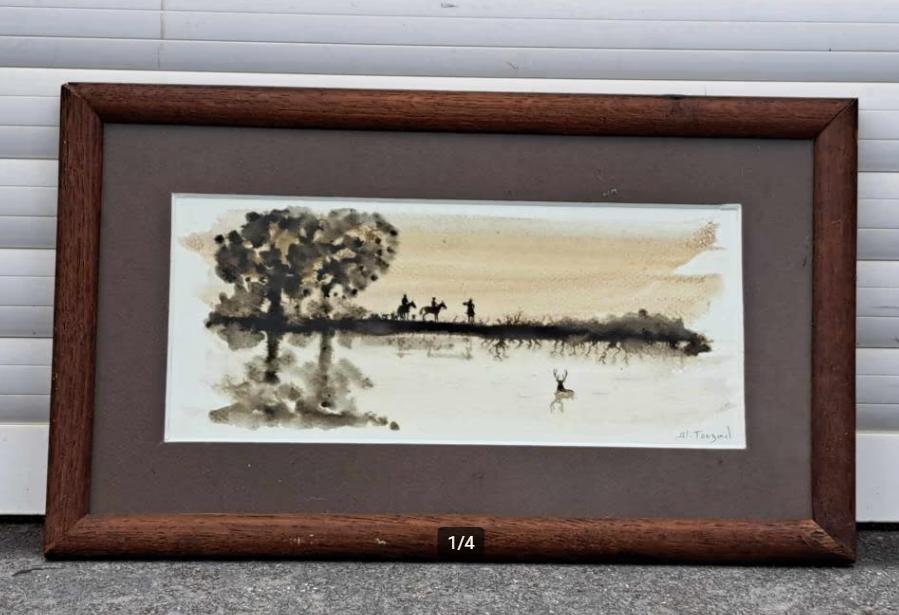 aquarelle signe blandine touzard, Ophalen of Verzenden