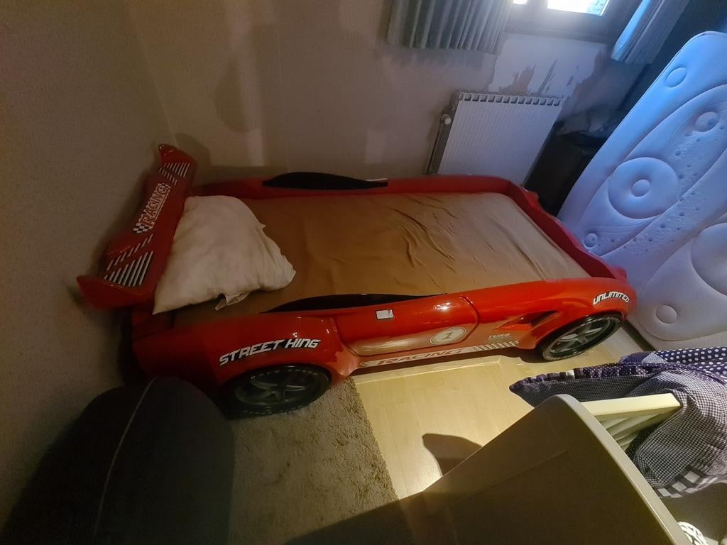 Rood auto-race-bed 1 persoon, Enlèvement, Rouge