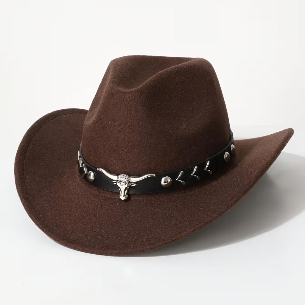 Cowboyhoed Metallic Stierenkop Riem Bruin (Nieuw), Ophalen of Verzenden, Nieuw, Hoed