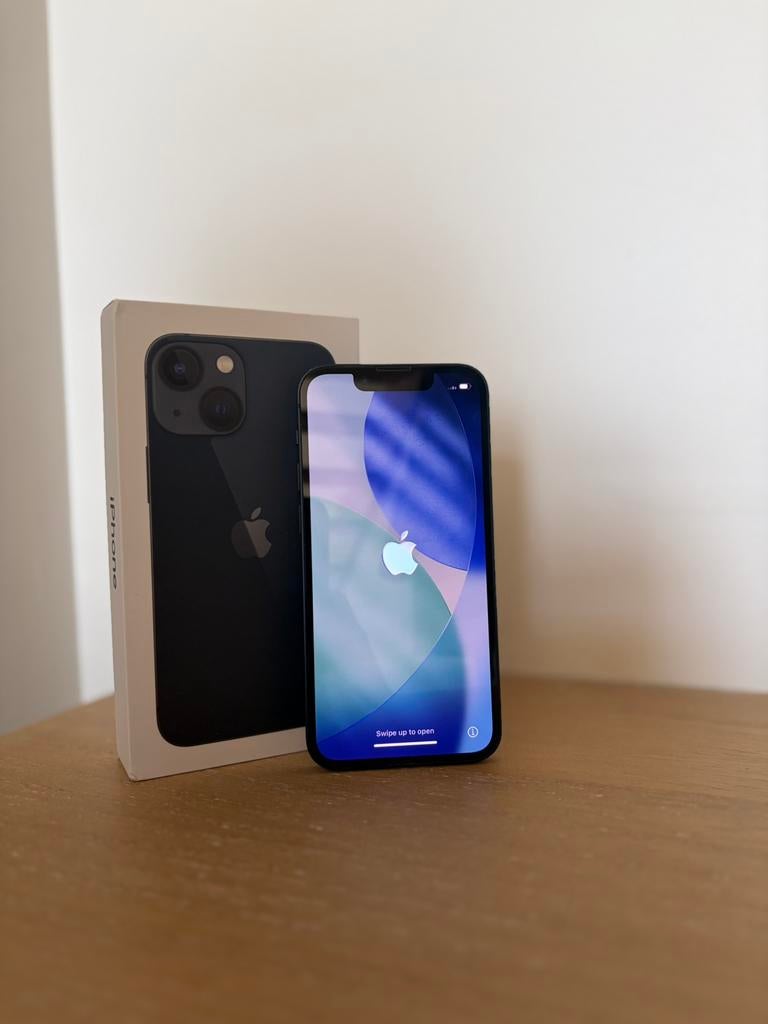 iPhone 13 mini + accessoires, Telecommunicatie, Mobiele telefoons | Apple iPhone, Ophalen, 80 %, Zwart, Zonder abonnement