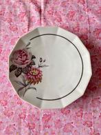 Compotier vintage limosa décor fleur rose et liseré argenté, Antiquités & Art, Enlèvement ou Envoi