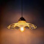 Lampe suspendue vintage en verre Holophane XL., Enlèvement ou Envoi