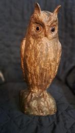 Pied de lampe en terre cuite émaillée, hiboux '60. 40cm+/-, Enlèvement