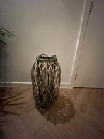 rotan/rieten lantaarn met glazen binnenhouder, Ophalen, 25 tot 50 cm, Grijs, Zo goed als nieuw
