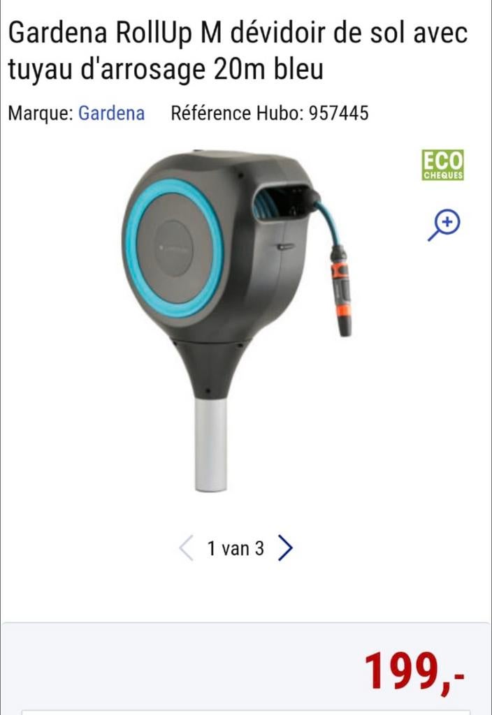 Devidoire de sol de marque gardena avec tuyau 20 m  neuve, Enlèvement, Neuf