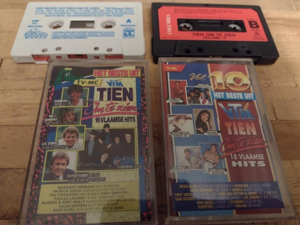 LOT 2 MUZIEKCASSETTES VTM TIEN OM TE ZIEN Will Tura-Clouseau, CD & DVD, Cassettes audio, Utilisé, Originale, 2 à 25 cassettes audio