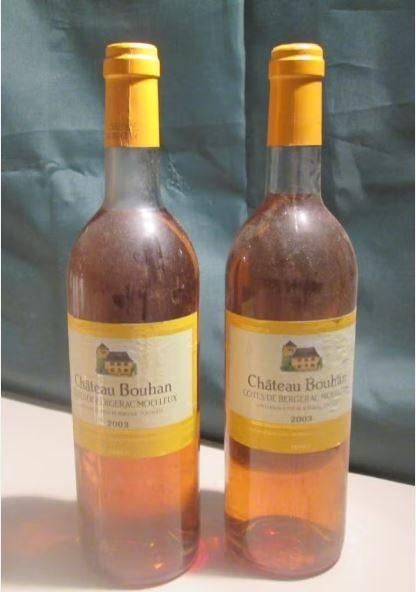 2 fois Château Bouhan - Côtes de Bergerac Moelleux - 2003, Enlèvement ou Envoi, Pleine, Comme neuf, Vin blanc