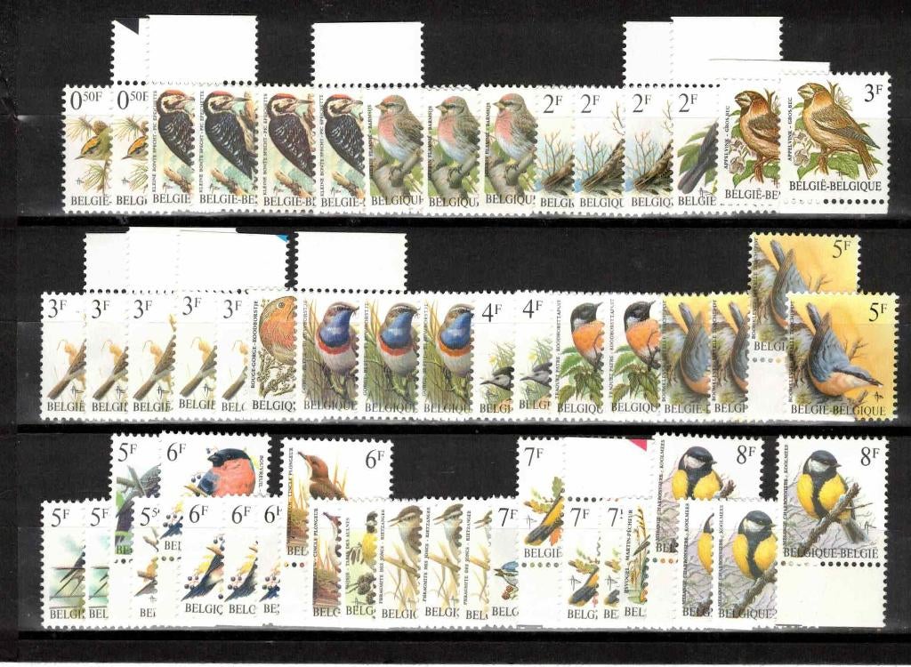 postzegels belgie varia vogels 0,50 fr tot 8 fr xx, Orginele gom, Ophalen of Verzenden, Zonder stempel, Postfris