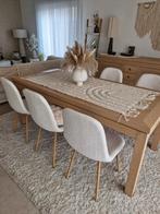 Eetkamertafel met 6 stoelen, Ophalen, Gebruikt, Eikenhout, 50 tot 100 cm