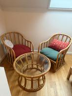 Rotan bamboe loungeset, Tuin en Terras, Gebruikt, Bijzettafel, Rotan, Loungeset
