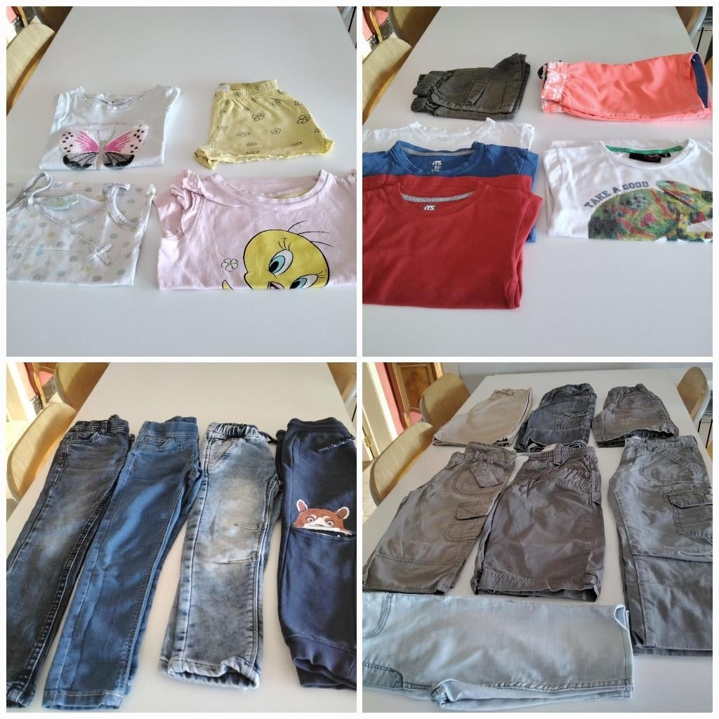 Kinderkleding T. 4-5 jaar/broek/bermuda/T-shirts/pyjama's, Kinderen en Baby's, Kinderkleding | Maat 110, Gebruikt, Jongen of Meisje