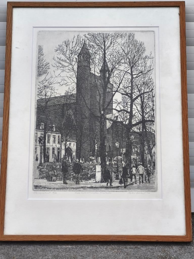 Eau forte Maastricht signe Pieter betus, Antiquités & Art, Art | Eaux-fortes & Gravures, Enlèvement ou Envoi