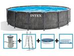 Intex Prism Greywood zwembad Ø 4,57 x 1,22 m + ev.zandfilter, Gebruikt, Rond, 300 cm of meer, Ophalen
