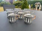Thee tassen 6 stuks in houder., Ophalen of Verzenden, Gebruikt, Glas