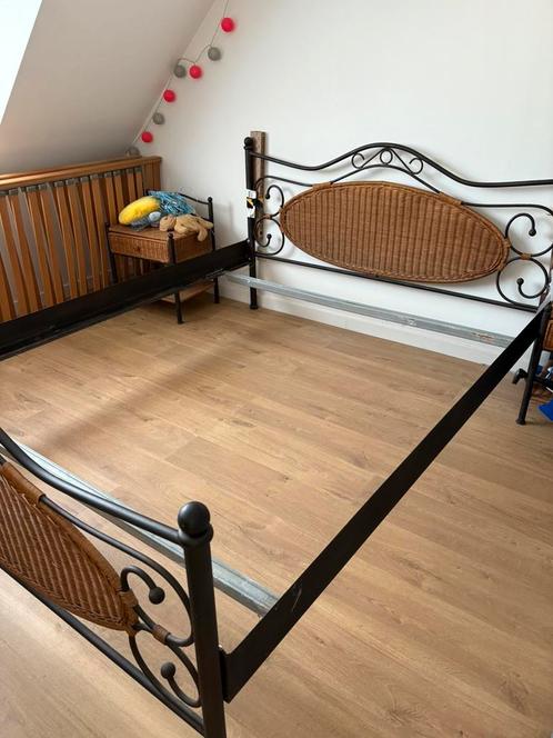 Lit 160x200 a vendre, Huis en Inrichting, Slaapkamer | Bedden, Gebruikt, Tweepersoons, 160 cm, 200 cm, Metaal, Bruin, Ophalen