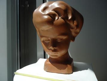 MAURICE XHROUET Ukkel Art Deco buste terracotta hoofd kopje