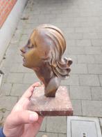kunstwerk brons hoofd op marmer, Ophalen, Gebruikt, Overige materialen, Mensenbeeld