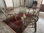 Stevige Rotan Set + Glazen tafelblad, Huis en Inrichting, Fauteuils, Ophalen, Zo goed als nieuw, Riet of Rotan, 100 tot 125 cm