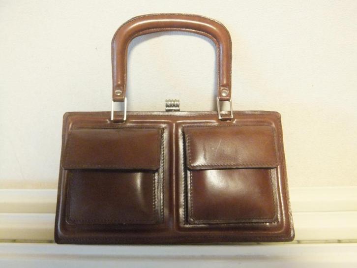 leren handtas, Handtassen en Accessoires, Tassen | Damestassen, Gebruikt, Handtas, Bruin, Ophalen of Verzenden