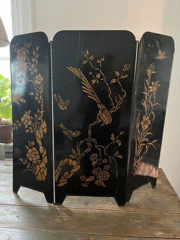 ANTIEK KAMERSCHERM HAARDSCHERM DECO ZWART OOSTERS beschikbaar voor biedingen