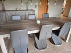 Grote grijze eettafel en/of 6 stoelen, Huis en Inrichting, Ophalen