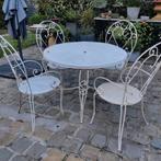 Antieke metalen tuintafel met 4 stoelen, Tuin en Terras, Tuinsets en Loungesets, Ophalen, Gebruikt