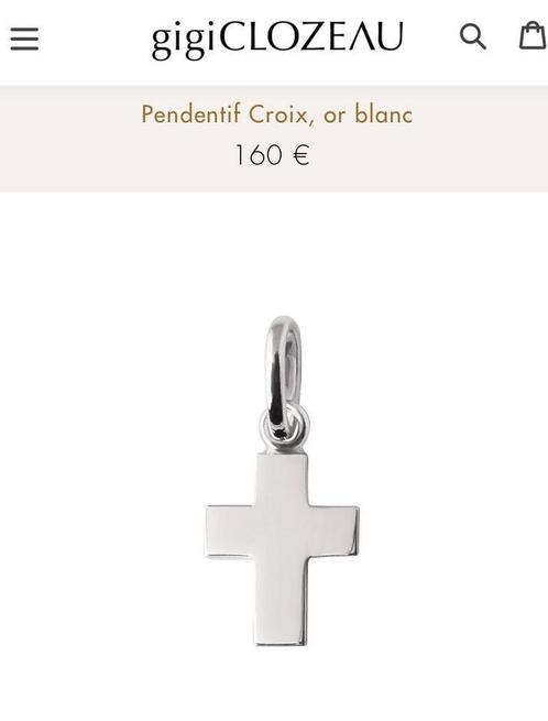 Pendentif Croix, or blanc Neuf ., Bijoux, Sacs & Beauté, Pendentifs, Neuf, Or, Blanc, Croix ou Symbole