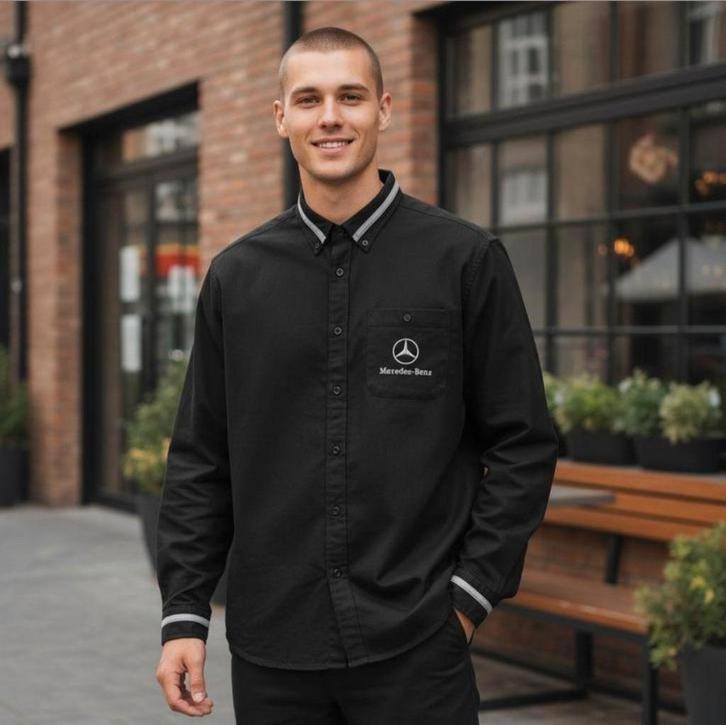 ✨️MERCEDES-BENZ Blouse Maat L - Met BUNDELKORTING‼️✨️, Kleding | Heren, Overhemden, Zo goed als nieuw, Halswijdte 41/42 (L), Zwart