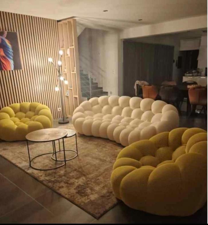 BUBBLE-banken en fauteuils geïnspireerd op Roche Bobois, Huis en Inrichting, Fauteuils, Nieuw, Hout, Stof, Ophalen of Verzenden