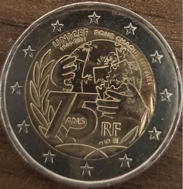 2 EURO Herdenkingsmunt 75 jaar UNICEF Frankrijk  beschikbaar voor biedingen
