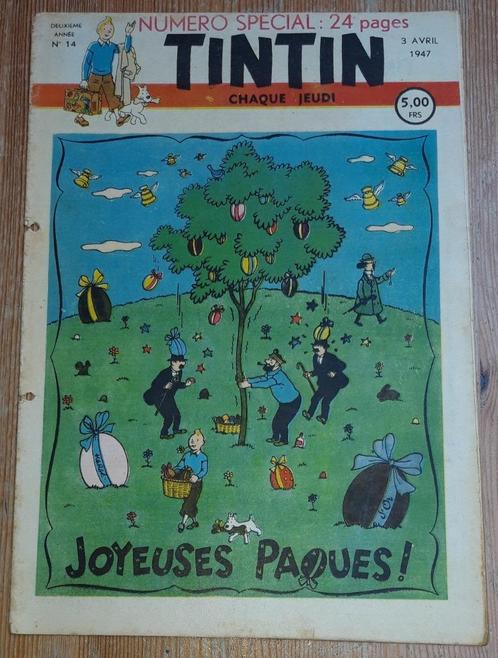 Journal Tintin 14 de 1947 couverture Hergé Kuifje EP Jacobs, Livres, BD, Utilisé, Une BD, Enlèvement ou Envoi