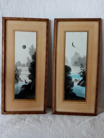 Paar Japanse aquarellen Taisho periode 1912/26 36/17cm