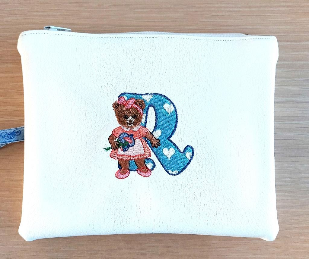 Toilettas met teddybeer en letter R, Handtassen en Accessoires, Toilettassen, Nieuw, Jongen of Meisje, Wit, Ophalen of Verzenden