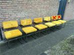 4 Gele Ribstof Stoelen met Chrome Buisframe, Huis en Inrichting, Stoelen, Ophalen, Overige kleuren, Zo goed als nieuw, Metaal